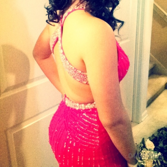 David’s bridal Pink mermaid prom dress - Picture 1 of 5